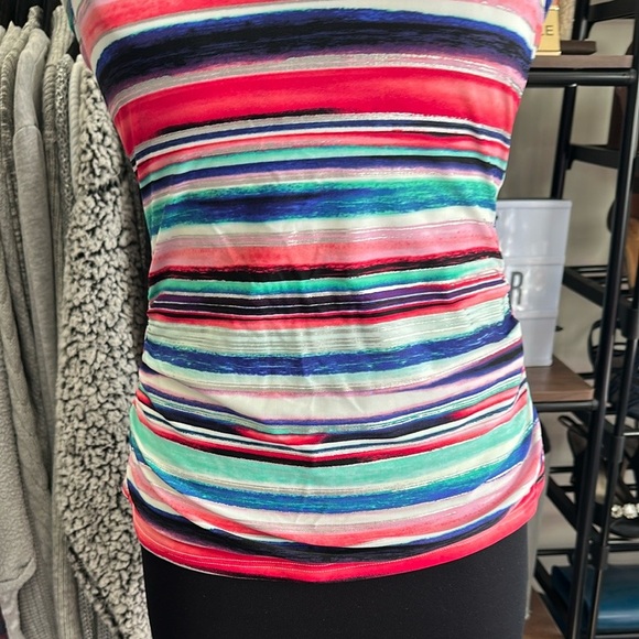 Croft & Barrow Multi color horizontal stripe tankini top size 12 - Picture 4 of 9